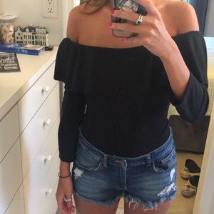 Zara off the shoulder ruffle bodysuit
